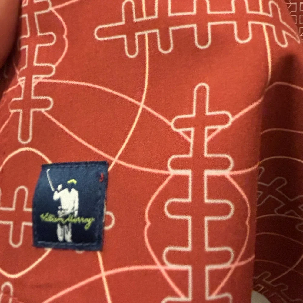 William Murray Men's Geometric Short Sleeve Button Down Golf Shirt XL Football - Picture 5 of 10